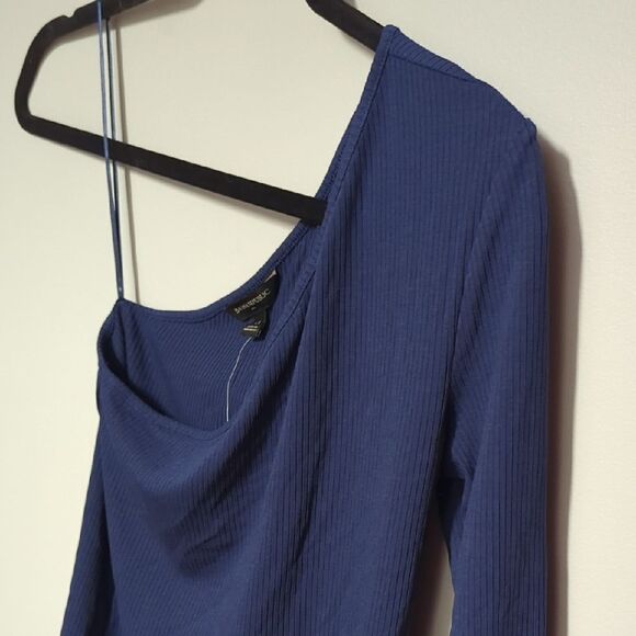 Banana Republic Blue Asymmetrical Blouse with Long Sleeves - Picture 2 of 6